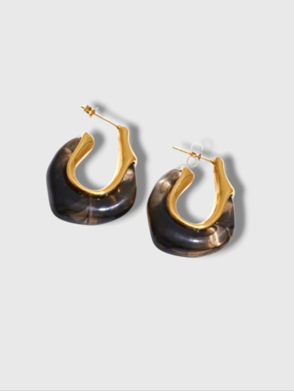 New! Black Semi- Translucent Swirled   Geometric Hoop Earrings • NWOT #2015C